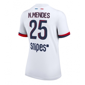 Billige Fotballdrakt Paris Saint-Germain Nuno Mendes #25 Replika Bortedrakt Dame 2025-26 Kortermet